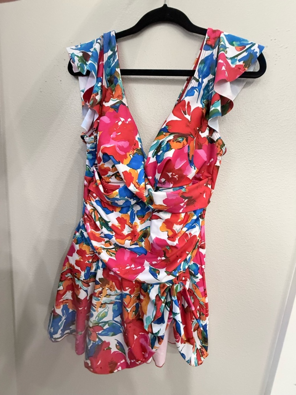 Floral Flutter-Sleeve Swim Dress XL - Picture 2 of 3